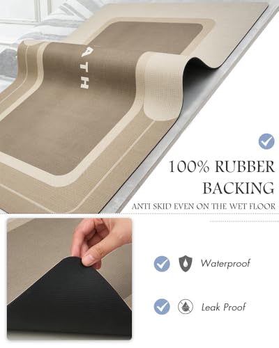 Image of MontVoo Bath Mat-Bath Mat Rug Non Slip Super Absorbent Stain Resistant Quick Dry Thin Bathroom Rug-Bath Mats for Bathroom Floor Bathtub Vanity-Bathmat Bath Rug Easy Care-17 inchx27 inch,Beige