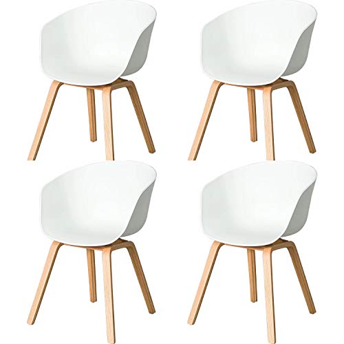 KunstDesign - Juego de 4 sillones nórdicos de Comedor escandinavos, sillones Laterales, diseño Retro, Patas de Metal Resistentes para Comedor, Sala de Estar, Sala de reuniones, cafetería, etc.