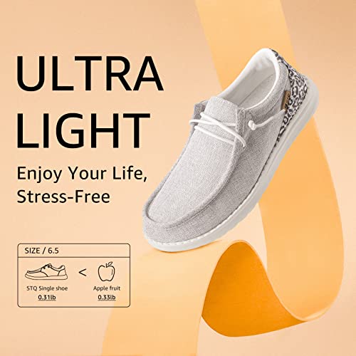 Stq Women's Arch Support Shoes Slip On Orthopedic Sneakers Comfortable Canvas Loafers Casual Walking Shoes For Plantar Fasciitis Foot Pain Relief Light Grey 6.5 #TOP2