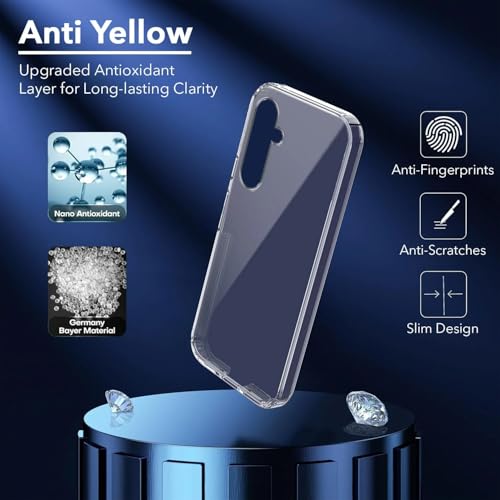 Image of DIZORO Compatible with Samsung Galaxy A35 5G Back Cover Case Clear,[ Anti Yellow ][Military Grade Protection] Hard PC Back Cover Transparent