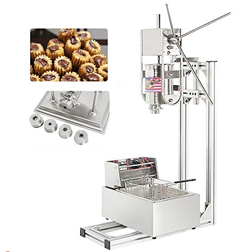 CGOLDENWALL Máquina de Churros de Acero Inoxidable con Cilindro de Material de 3L Churrera con Freidora Eléctrica de...