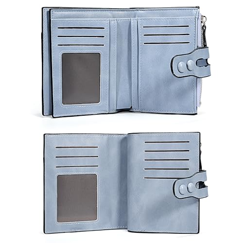 UTO Womens Wallet RFID Blocking PU Leather Bifold Snap Card Holder Money Coins Organizer Purse Blue4
