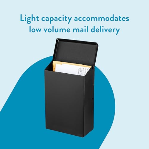 Image of Architectural Mailboxes Modern Heritage Wall Mount Mailbox, Black, Small | Galvanized steel build for outside with weather-resistant outdoor construction and a rust-resistant powder-coat finish.