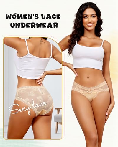 Image of LEVAO Sexy Underwear for Women Hipster Cheeky Bikini Lace Panties 6 Pack