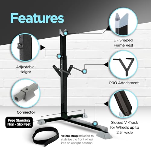 Image of Bike Nook Pro Stand & Vertical Storage Rack - 4 Pack with connectors - The Original Vertical Bicycle Floor Stand for Garage Storage and Indoor and Outdoor use, No Drilling Required