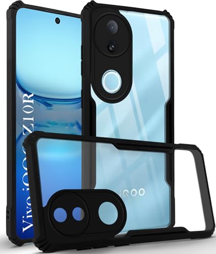 Image of Jkobi Back Cover Case for Vivo iQOO Z10R (Shockproof with Polycarbonate Clear Panel | Professional Black)