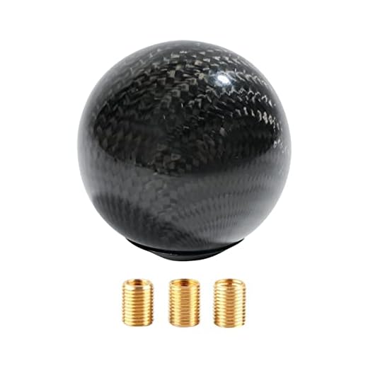 SUJADE YAKEFLY Universal Shifter, Round Carbon Fiber Shift Knob with 3 Aluminum Adapters, Automatic Gear Shift Knob (Carbon Black)