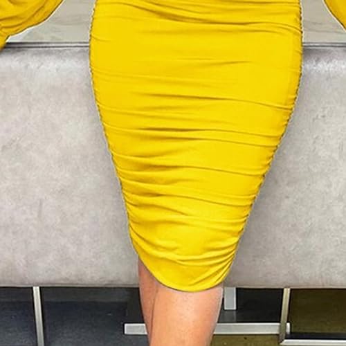 Robe jaune corolle douce XXL pour flatter et affiner les courbes