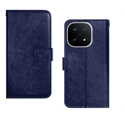 Image of amazon basics iQOO 15 5G Flip Cover | Card Pockets Wallet & Stand | Flip Cover for iQOO 15 5G (Blue)