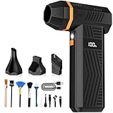 Compressed Air Duster, 180000RPM Electric Air Duster with 4-Speed Adjustable & Display Screen & LED Light & 5000mAh Battery, Rechargeable Cordless Electronics Air Blower for Keyboard/PC/Car