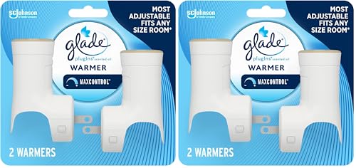 Image of Glade PlugIns Air Freshener Warmer, Scented and Essential Oils for Home and Bathroom, Up to 70 Days on Low Setting, 2 Count (Pack of 2)