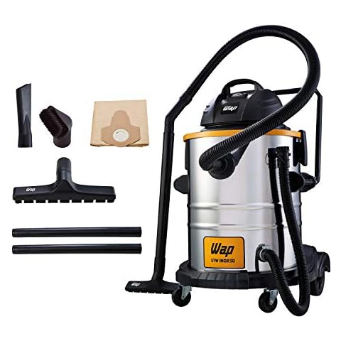 Aspirador de Pó e Água Profissional WAP GTW INOX 50 1600W 50 Litros 180 mbar Barril Aço Inox Soprador 220V