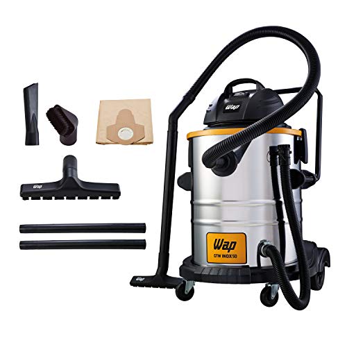 Aspirador de Pó e Água Profissional WAP GTW INOX 50 1600W 50 Litros 180 mbar Barril Aço Inox Soprador 127V