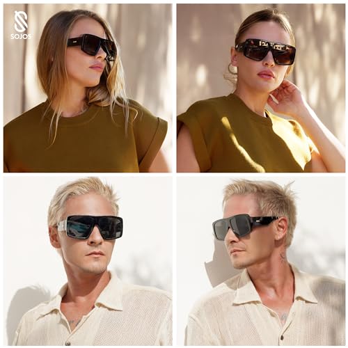SOJOS Vintage Aviator 70s Sunglasses for Men Oversized Classic Retro Trendy Women Square Aviators Shades SJ23602