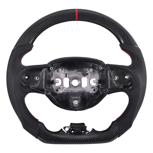 EASSAFEX Real Carbon Fiber Steering Wheel for Jeep Grand Cherokee 2014-2020, D-shaped Flat-bottom Perforated Leather Grip