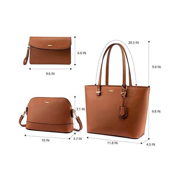 Handbags-for-Women-Shoulder-Bags-Tote-Satchel-Hobo-3pcs-Purse-Set LOVEVOOK Purses for Women Classic Shoulder Tote Satchel Hobo Bags 3pcs Handbags Gift for Her Brown