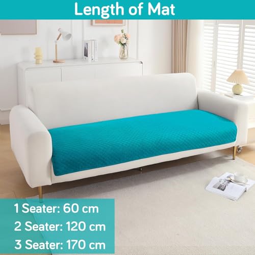 Image of HOKIPO Quilted Sofa Cover Mat for 2 Seater Sofa, Teal (NEW-IN-720-TL)