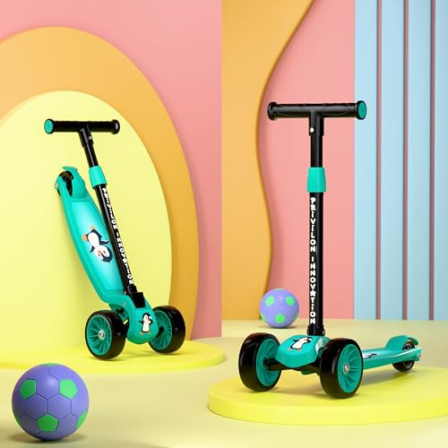 Image of Foldable Kick Scooter for Kids 3+ Years | Adjustable Height & Strong Frame | Durable PVC Wheels | Kick Skating Toy Cycle for Boys & Girls | Outdoor Fun Ride, 50Kg Capacity (Mint)
