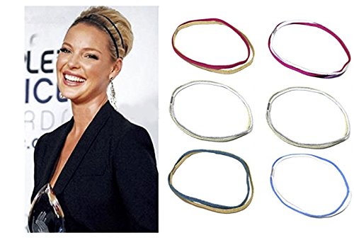 Shimmer Anna Shine Glitter Elastic Double Hooped Headband (Pink/Silver, Gold/Silver, Blue/Silver)