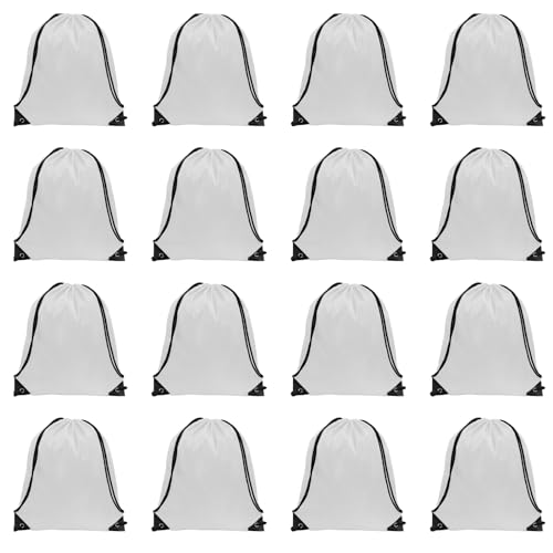 GoodtoU Nylon Drawstring Bags, 16-Pack, White