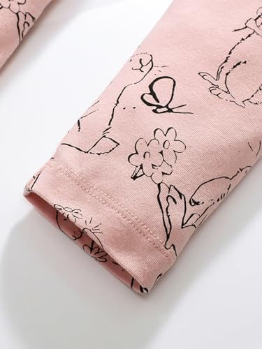 Image of HILEELANG Toddler Girl Easter Outfit Spring Summer Cotton Leggings Pants Tees Shirts Clothing Sets