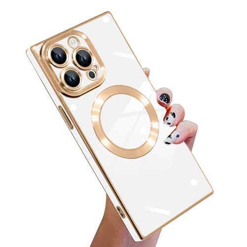 KANGHAR Case for Phone 16 Plus Rectangle Luxury White Magnetic
