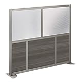 at Work 60'W x 52'H Room Divider Gray Laminate/Plexiglass Inserts/Brushed Nickel Finish/Aluminum and Steel Frame