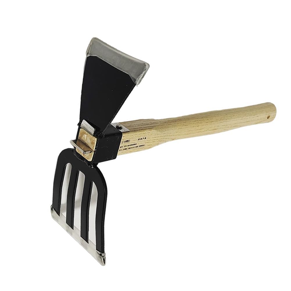 Garden Digging Hoe and Rake 2 in 1 Digging Hoe Garden Tools Small Hoe Garden Tool with Wooden Handle for Vegetable Flower Planting Soil Smoothing and Loosening Weeding Planting