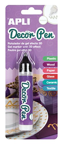 APLI - Rotulador 3D Decorpen, acabado metalizado, color blanco, 1 ud