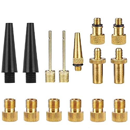 JIELUO 15pcs Bicycle Valve Adapter,Bike Pump Adapter, Inflation Adapter Set Pump Adapter Valve Adapter Schrader Valve Presta Valve, Woods Valve for Bikes Tire Inflator Air Pump Compressor