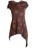 Aus Jersey Baumwolle Vishes - Alternative Bekleidung - Bedruckte Tunika aus Baumwolle mit Kragenkapuze Dunkelbraun 48 (4XL)