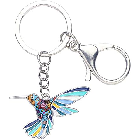 DOWAY Enamel Hummingbird Keychain Keyring Charm for Handbags Purses Bags Belts Women Men (Blue) Cover