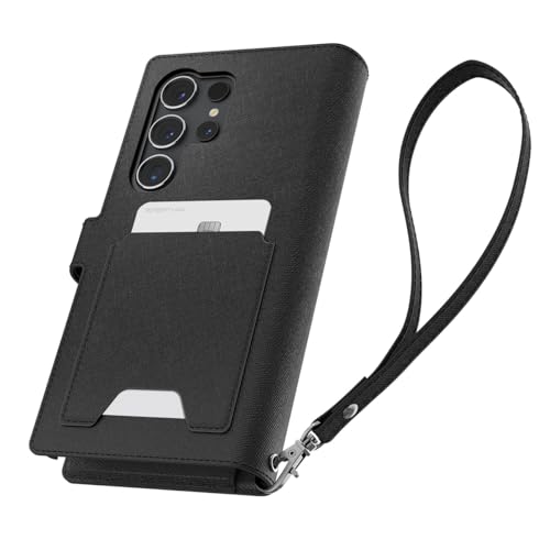 Spigen Galaxy S24 Ultra �P�[�X �蒠�^ PU���U�[ �J�[�h 7�� ���[ �X�g���b�v�t�� �y�� ���^ SC-52E | SCG26 ���C�����X�[�d�Ή� �J�[�h���[ �X�^���h�@�\ �E�H���b�gS Plus ACS07308 (�u���b�N)