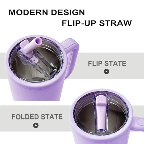 Image of Zephorus Personalized Stainless Steel Tumbler with Handle, 1200ml Capacity, Black Insulated Travel Mug with Straw, Custom Name Design (Purple (3rd))