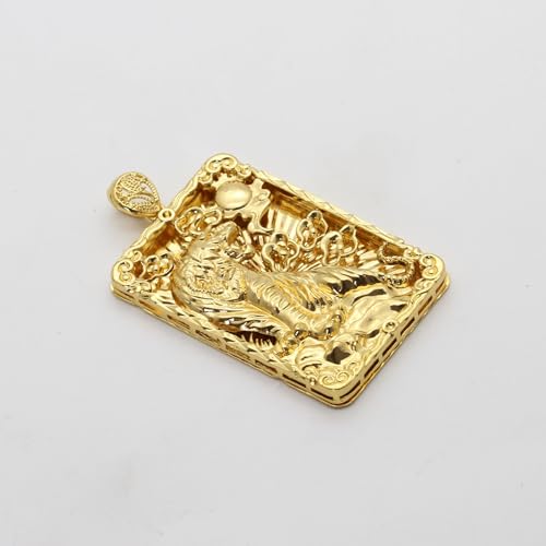 18K Gold Plated Huge Animal Tiger Dog Tag Pendant Necklace2