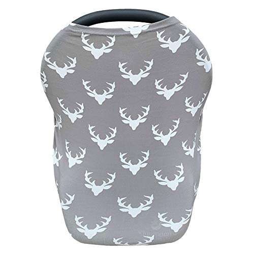 Image of Baby Car Seat Cover Deer Printing Nursing Cover Extra Soft Extra Stretchy