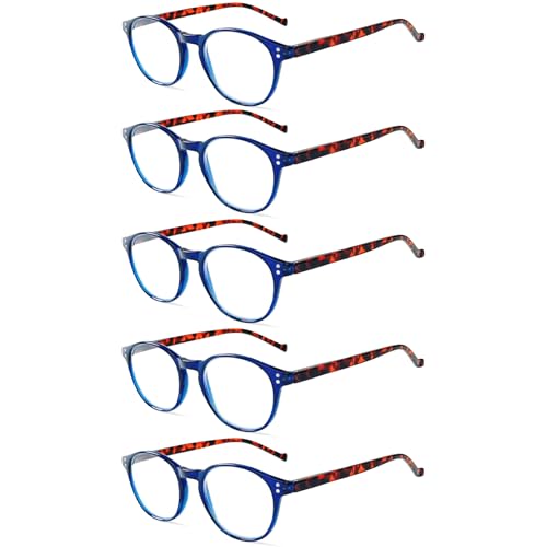 Image of 5 Pairs Reading Glasses - Standard Fit Spring Hinge Readers Glasses for Men and Women