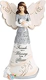 Pavilion Gift Company Elements 82313 Friends are a Blessing Collectible Figurine, Angel Holding Bunny, 6-Inch