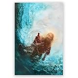 Jesus Christian Canvas Wall Art Hand of God Reaching Into Water Picture Posters Bible Christ Religion Print Painting for Church Study Prayer Room Home Wall Decor 8x12inch Unframed
