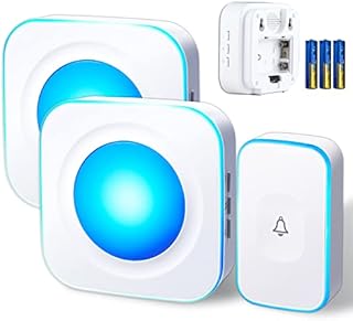 Wireless Doorbell Battery Operated Wireless Doorbell for Home 1200FT Hearing Impaired Doorbell with 1 Doorbell Button & 2 Portable Doorbell,36 Ringtones 4 Volume White FUHONGRUI