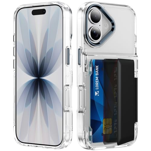 Coque iPhone 17 transparente noire avec porte-carte antichoc LEMAXELERS