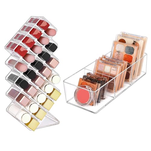 Image of JessLab Bundle-2 Items: 3 Cube Sections Acrylic Organizer and 28 Slots Lipstick Organizers
