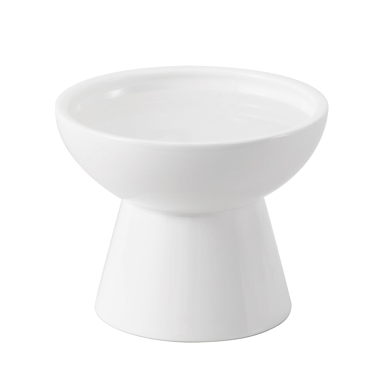 CEEFU Extra Wide Elevated Ceramic Cat Water Bowl - 6.2" Deeper Dish for Whisker Fatigue Relief, 5" Height for Easy Feeding, Lead & Cadmium Free, Durable Raised Cat Bowls, White โ image 1