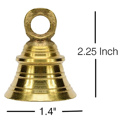 Image of UAPAN Brass Hanging Bell Home, Temple Decoration with J Hook Medium (2.5 Inch, Pack of 12)