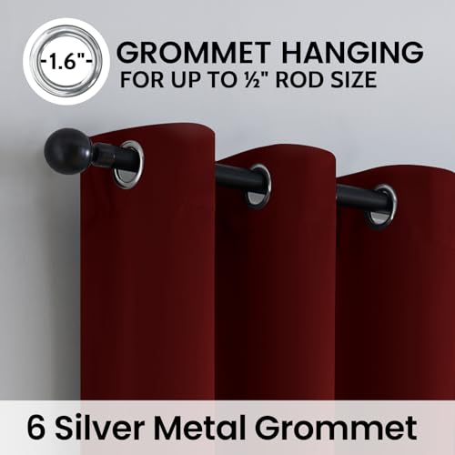 Image of SimpleHome Burgundy Red 100% Blackout Curtains Room Darken Living Room 84
