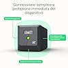 Green Cell PowerProof Gruppo di continuità UPS 850VA/480W con display LCD, onda sinusoidale modificata, batteria 12V 9Ah, protezione sovratensioni, backup energia, USB/RJ45, 2 prese Schuko