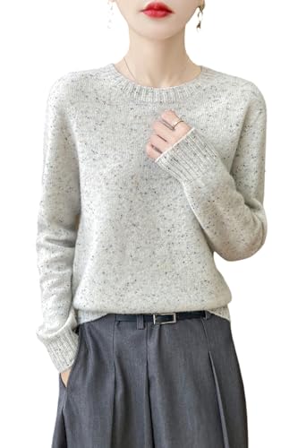 100% Merino Wool Sweaters Women's Female Fall Winter Knitted Thick Crew Neck Pullover Long Sleeves Loose(WQ289)