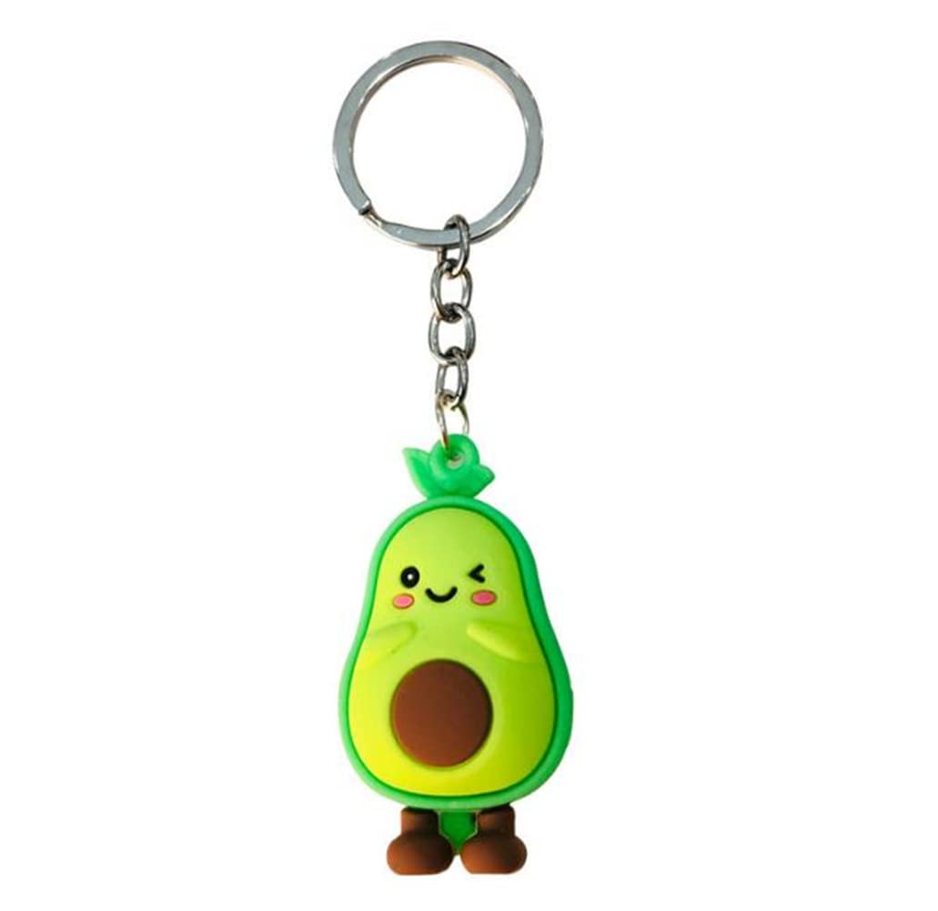 Ergugos Fashion Simulation Fruit Avocado Smile-shaped Keychain 3D Soft Resin Avocado Key Chains Jewelry Fashion Key Chain, White (ZRX-CCN5)