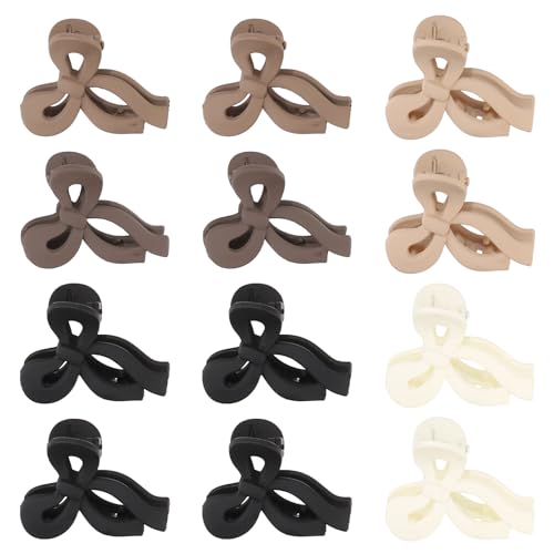 Molans 12PCS Mini Bow Claw Clips for Women - Molans 1.8 inch Stylish Small Hair Clips Clamps for Kids Jaw Clips Stays In Place Without Pulling or Snagging Durable & Sturdy Plastic for Thin Hair