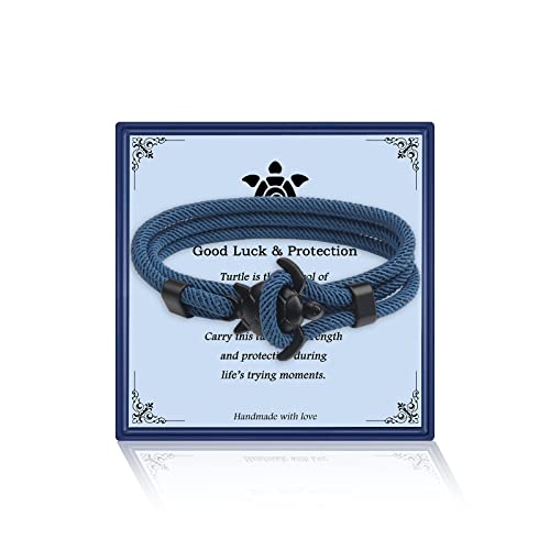 LINY Ocean Animal Nautical Braided Wrap Rope Bracelets, Navy Marine String Bracelet with Hook Shark Dolphin Turtle Octopus Braided Bracelets Sea Animal Lover Gifts for Women Men